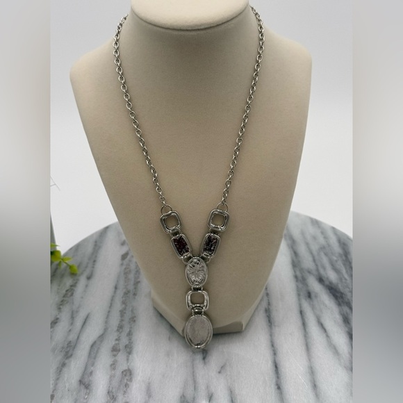 Napier Necklace Silver Tone Blue Aqua And Light Green Stones Lobster Closure - Picture 2 of 7